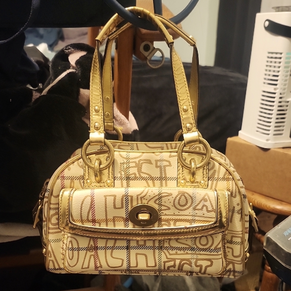 Coach Gold and Tan Satchel